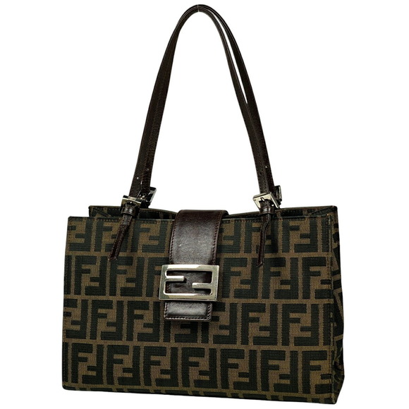 Fendi Zucca Shoulder Canvas Brown Bag - Picture 1 of 6